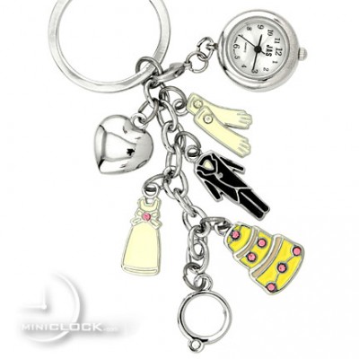KEYCHAIN, Novelty Mini Clock WEDDING CHARMS