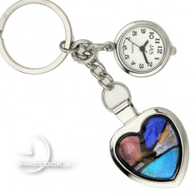 KEY CHAIN, Novelty Mini Clock MULTI COLOR HEART