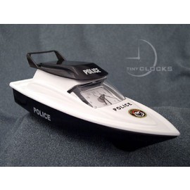 Miniature Clocks, Black Police SPEED BOAT Alarm Clock