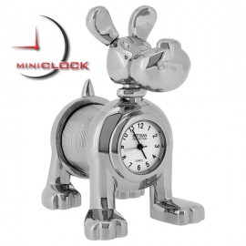 Miniature Clock, Collectible Silver SLINKY DOG