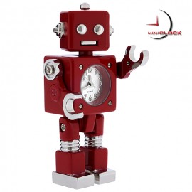 Miniature Clock, Red Sci Fi ROBOT Clock - Moveable!