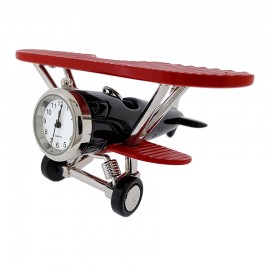 BIPLANE FIXED WING MINIATURE AIR PLANE COLLECTIBLE AVIATION MINI CLOCK GIFT IDEA