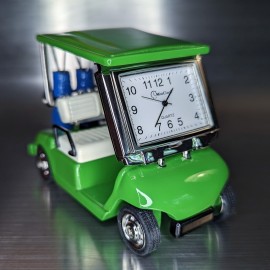 GOLF CART MINIATURE w CLUBS COLLECTIBLE SPORTS MINI DESKTOP CLOCK