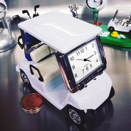 GOLF CART MINIATURE w CLUBS COLLECTIBLE SPORTS MINI DESKTOP CLOCK