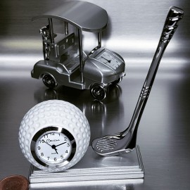 Mini Clock, Collectible GOLF BALL & CLUB w/ Pedestal