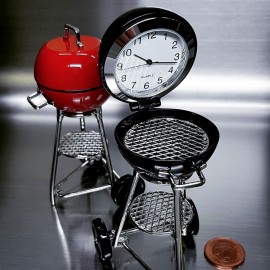 BARBECUE GRILL MINIATURE COLLECTIBLE DESK CLOCK