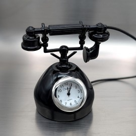 VINTAGE PHONE MINIATURE CLOCK DIE-CAST COLLECTIBLE FIGURINE