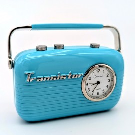 MINI VINTAGE STYLE TRANSISTOR RADIO DESK MINIATURE CLOCK