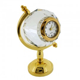 CRYSTAL WORLD GLOBE MINIATURE DESK CLOCK DECORATIVE COLLECTIBLE GIFT