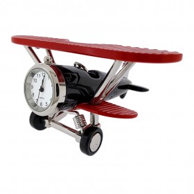 BIPLANE FIXED WING MINIATURE AIR PLANE COLLECTIBLE AVIATION MINI CLOCK