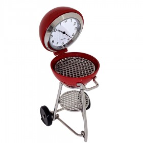BARBECUE GRILL MINIATURE COLLECTIBLE DESK CLOCK