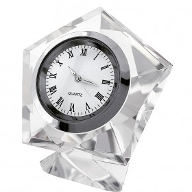 PENTAGON DIAMOND CUT CRYSTAL MINIATURE DESK CLOCKS MINI CLOCK 