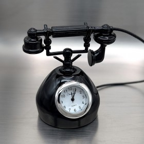 VINTAGE PHONE MINIATURE CLOCK DIE-CAST COLLECTIBLE FIGURINE