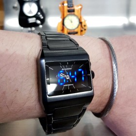 SHADOW WATCH STAINLESS STEEL DUAL TIMEZONE HYBRID ANALOG LED UNISEX JAPANESE  WATCHES