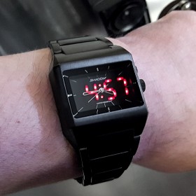 SHADOW WATCH STAINLESS STEEL DUAL TIMEZONE HYBRID ANALOG LED UNISEX JAPANESE  WATCHES