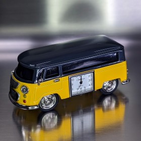 VAN MINIATURE vW STYLE VINTAGE BUS CAMPER COLLECTIBLE  MINI CLOCK