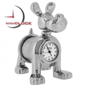 Miniature Clock, Collectible Silver SLINKY DOG