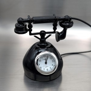 VINTAGE PHONE MINIATURE CLOCK DIE-CAST COLLECTIBLE FIGURINE