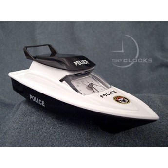 Miniature Clocks, Black Police SPEED BOAT Alarm Clock