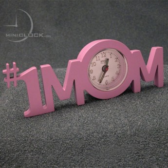 Mini Clocks, Miniature PINK #1 MOM ALARM CLOCK