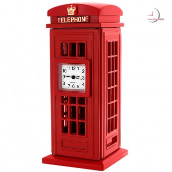 PHONE BOOTH MINIATURE BRITISH RED TELEPHONE BOX MINI CLOCK 