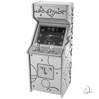 ARCADE VIDEO GAME MINIATURE: UFO ATTACK  MINI CLOCK