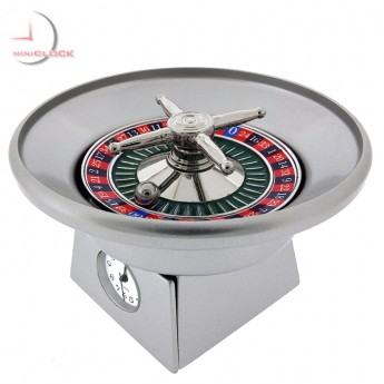 ROULETTE WHEEL MINIATURE CASINO COLLECTIBLE GAMBLING MINI CLOCK - SPINS!