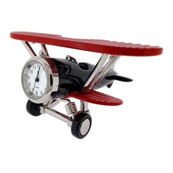 BIPLANE FIXED WING MINIATURE AIR PLANE COLLECTIBLE AVIATION MINI CLOCK