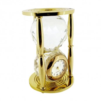 CRYSTAL HOURGLASS MINIATURE DESK CLOCK DECORATIVE COLLECTIBLE GIFT