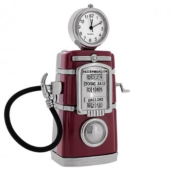 GAS PUMP MINIATURE VINTAGE STYLE PETROL COLLECTIBLE MINI CLOCK
