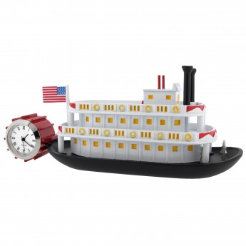 PADDLE WHEELER  MINIATURE RIVER BOAT MINI CLOCK COLLECTIBLE DESKTOP GIFT