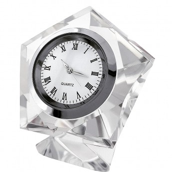 PENTAGON DIAMOND CUT CRYSTAL MINIATURE DESK CLOCKS MINI CLOCK 