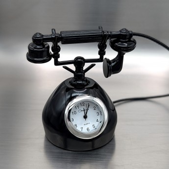 VINTAGE PHONE MINIATURE CLOCK DIE-CAST COLLECTIBLE FIGURINE