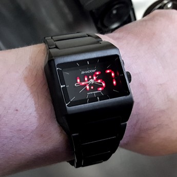 SHADOW WATCH STAINLESS STEEL DUAL TIMEZONE HYBRID ANALOG LED UNISEX JAPANESE  WATCHES