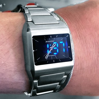 SHADOW WATCH STAINLESS STEEL DUAL TIMEZONE HYBRID ANALOG LED UNISEX JAPANESE  WATCHES