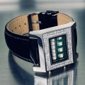 CUSTOM KERALA TRANCE RARE BINARY LED WATCH w/ SWAROVSKI CRYSTALS & CIRCUIT BOARD FACE