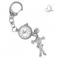 KEY CHAIN, Novelty Mini Clock LITTLE FIGURINE GIRL w/ Pigtails