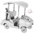 Miniature Clock, Silver GOLF CART w/ Roof & Clubs