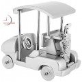 Miniature Clock, Silver GOLF CART w/ Roof & Clubs