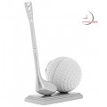 Mini Clock, Collectible GOLF BALL & CLUB w/ Pedestal