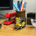 Miniature Clock, Collectible Orange FORKLIFT Truck