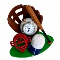 BASEBALL SET MINI NOVELTY CLOCK with GLOVE, BAT & BALL MINIATURE