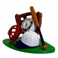 BASEBALL SET MINI NOVELTY CLOCK with GLOVE, BAT & BALL MINIATURE