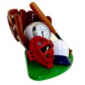 BALL SET MINI NOVELTY CLOCK with GLOVE, BAT & BALL MINIATURE