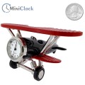 BIPLANE FIXED WING MINIATURE AIR PLANE COLLECTIBLE AVIATION MINI CLOCK GIFT IDEA