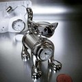 SPRING CAT MINI CLOCK BIZ CARD MEMO HOLDER COLLECTIBLE DESKTOP GIFT