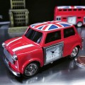 Miniature Clock, MINI COOPER CAR w/ Union Jack UK Flag