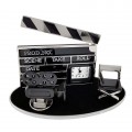 DIRECTOR STUFF MINIATURE MOVIE CAMERA CHAIR & CLAPBOARD COLLECTIBLE MINI CLOCK