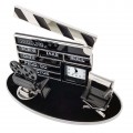 DIRECTOR STUFF MINIATURE MOVIE CAMERA CHAIR & CLAPBOARD COLLECTIBLE MINI CLOCK