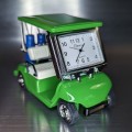 GOLF CART MINIATURE w CLUBS COLLECTIBLE SPORTS MINI DESKTOP CLOCK